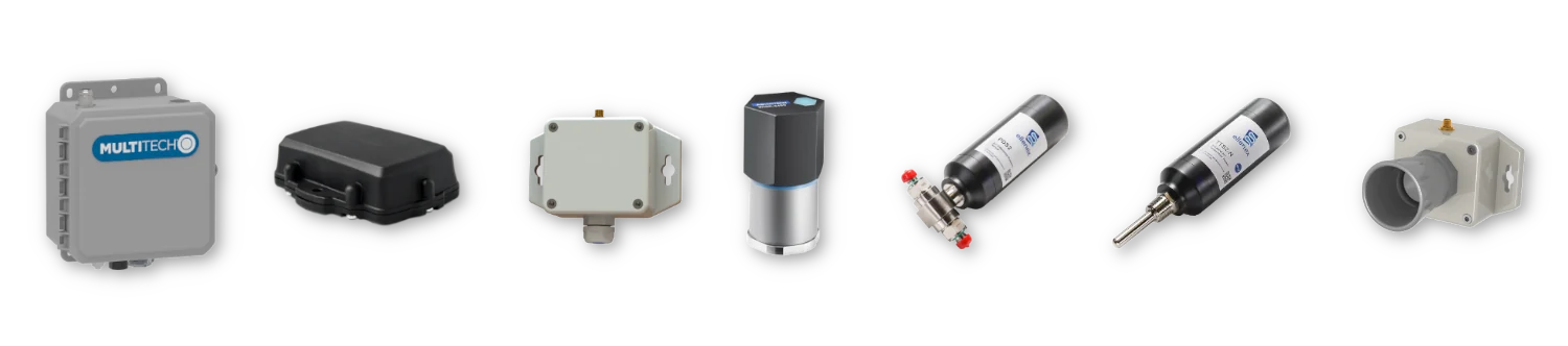 The Industrial IoT Starter Kit hardware, a LoRaWAN gateway with vibration, pressure, temperature, level and analogue input sensors